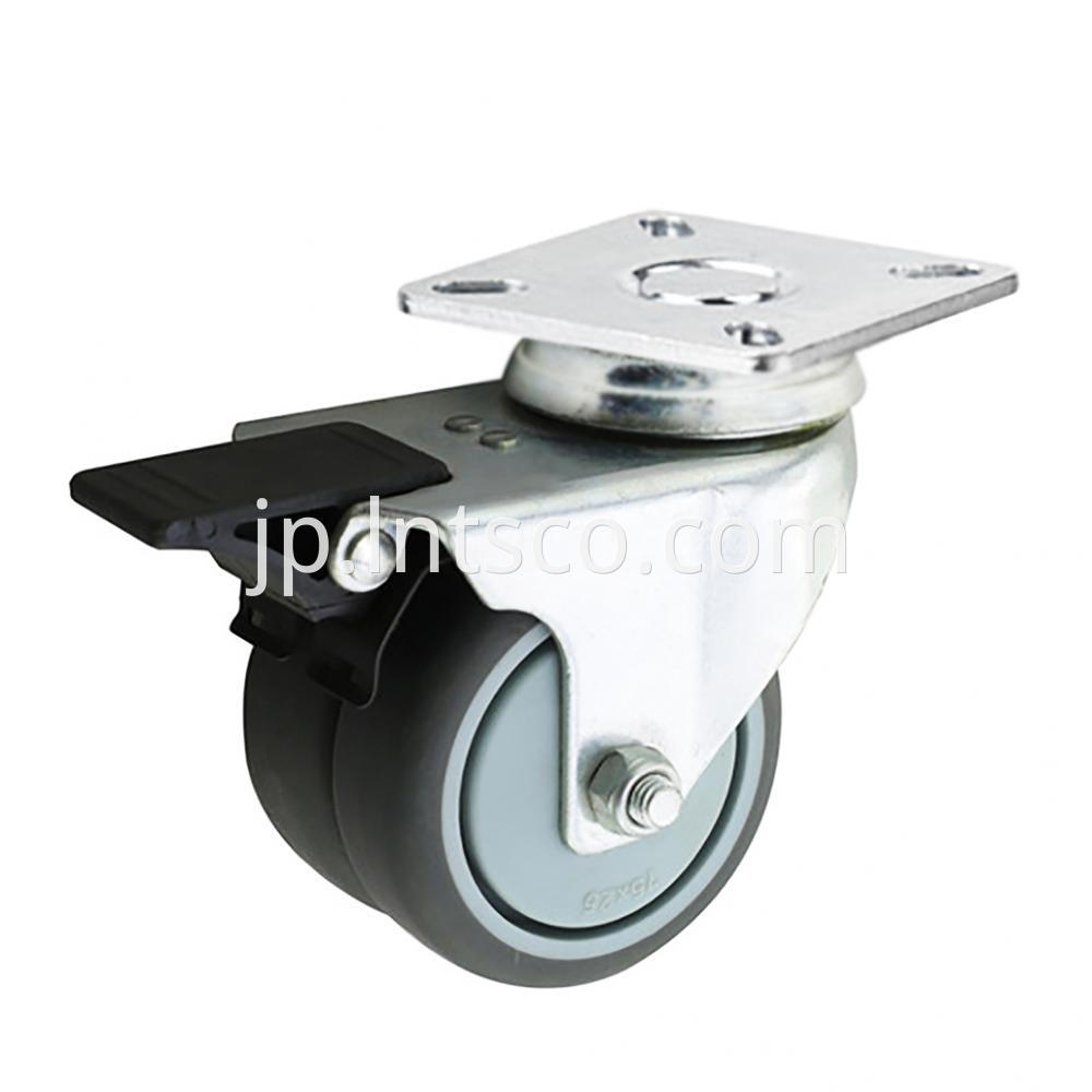 Flat Plate Dual-wheel Brake Casters with TPR Wheels